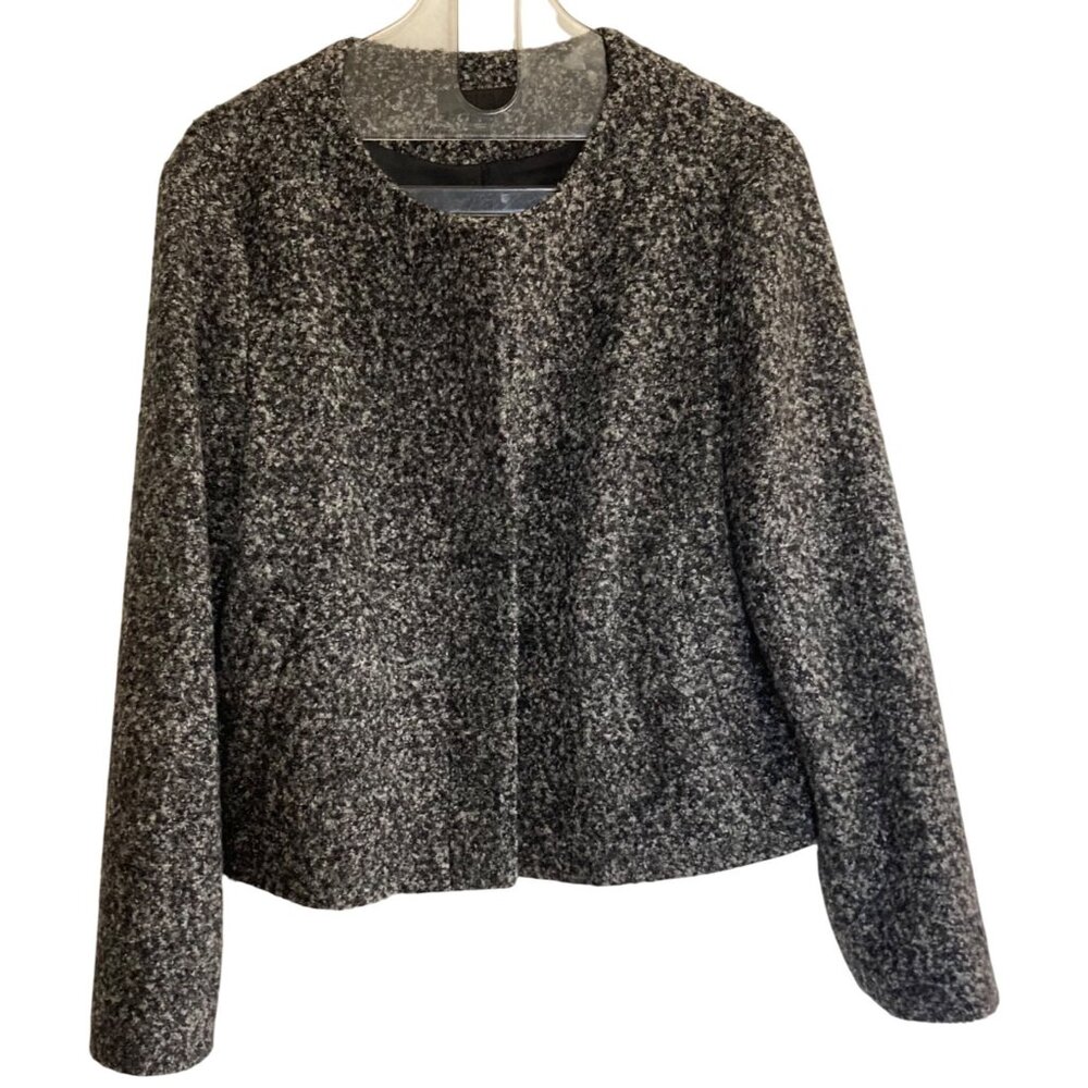 Uniqlo Tweed Wool Blend Jacket Large Gray Classic Professional Career Neutral